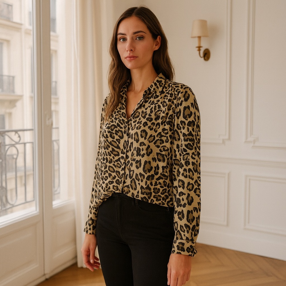 H&M leopard print top size 10